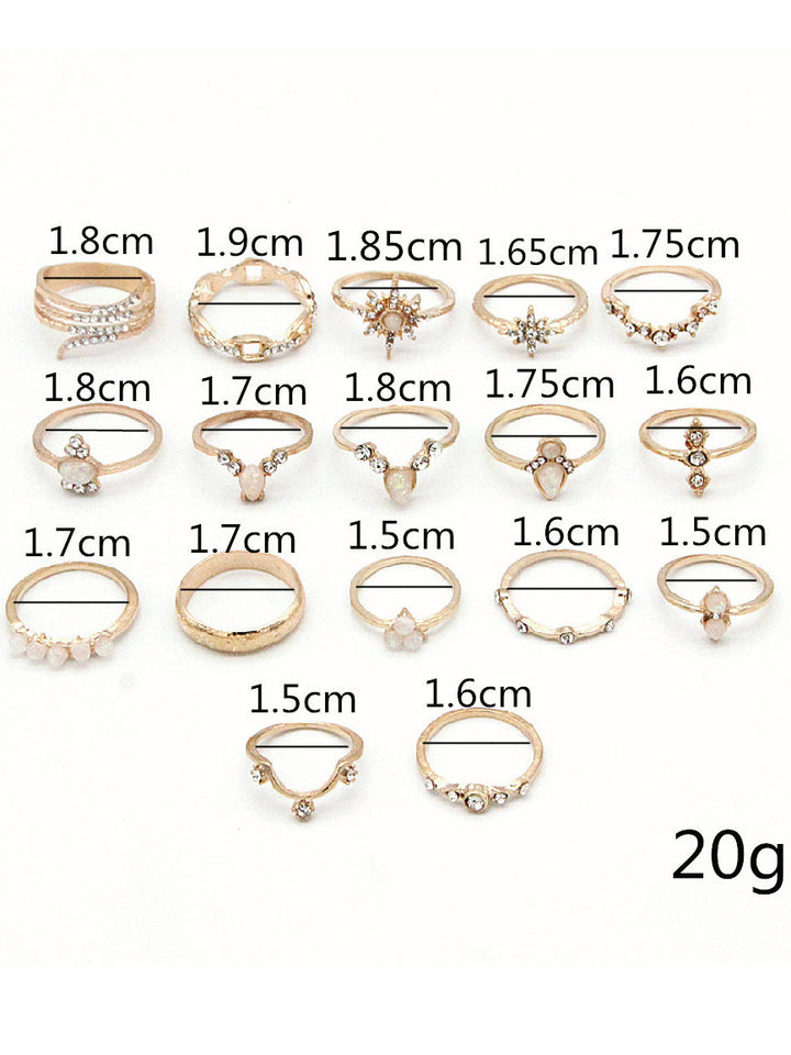 Retro Bohemia Ring 17 Piece Set