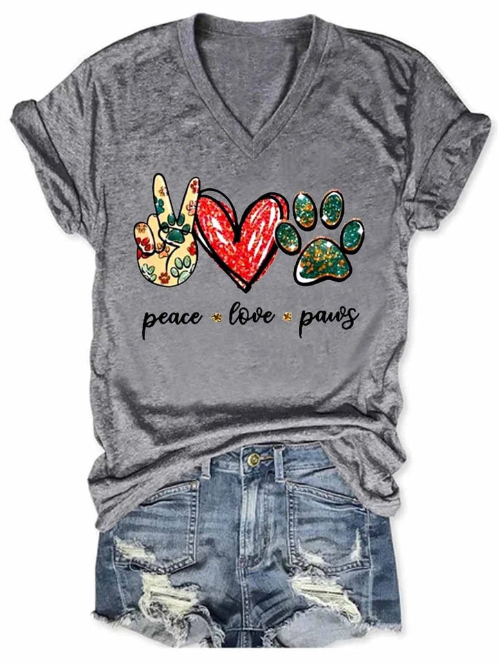 Peace, Love & Dog Paws Women's Short Sleeve T-Shirt