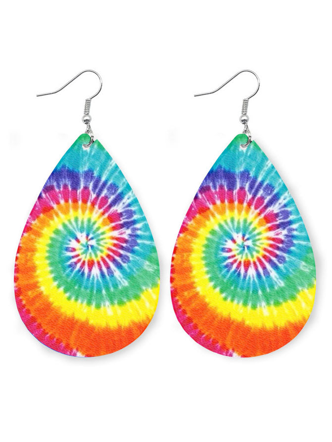 Tie-dyed Leather Drop Earrings