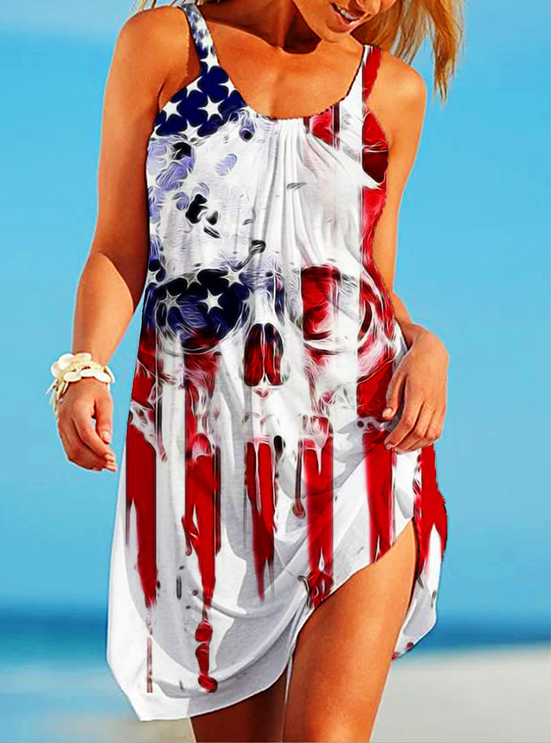 Women's American Flag Skull Dress
