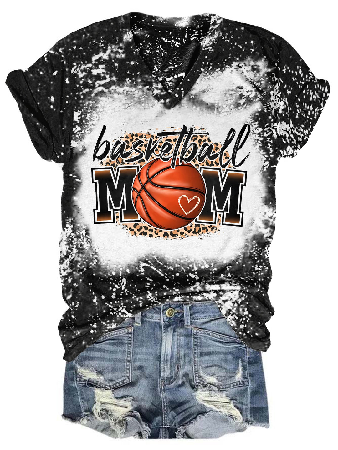 Basketball Mom Tie Dye V Neck T-shirt