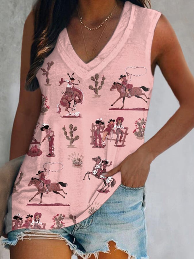 Women's Vintage Printed Sleeveless Top