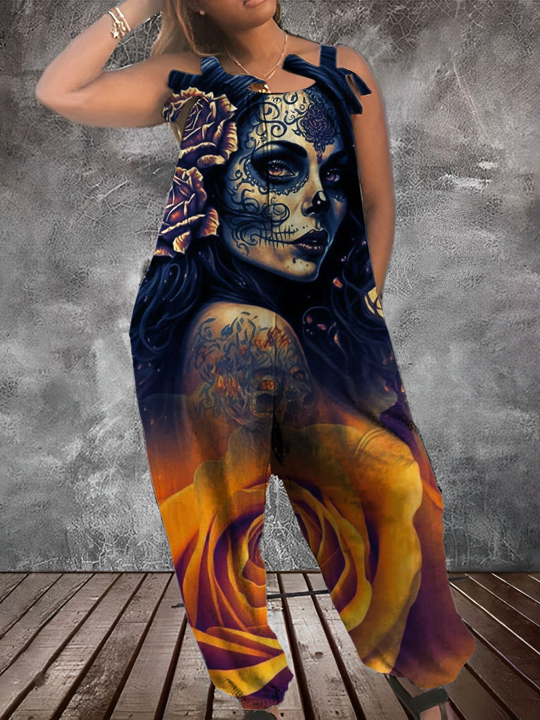 Girl Sugar Skull Punk Jumpsuit