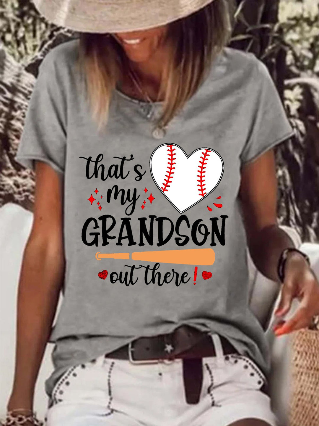 That's My Grandson Out There Baseball Heart Tee