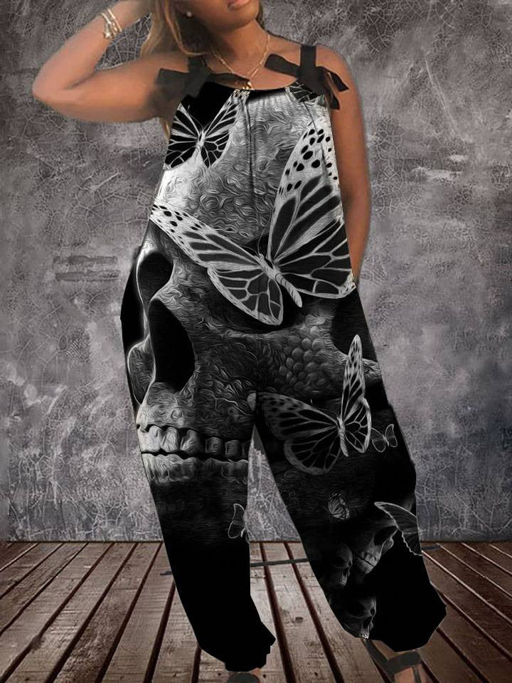 Women's Butterfly Skull  Print Jumpsuit