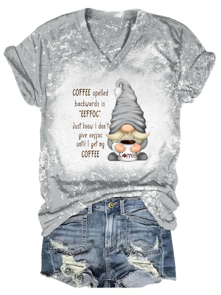 Coffee Spelled Backwards Is "EEFFOC" Tie Dye V Neck T-shirt