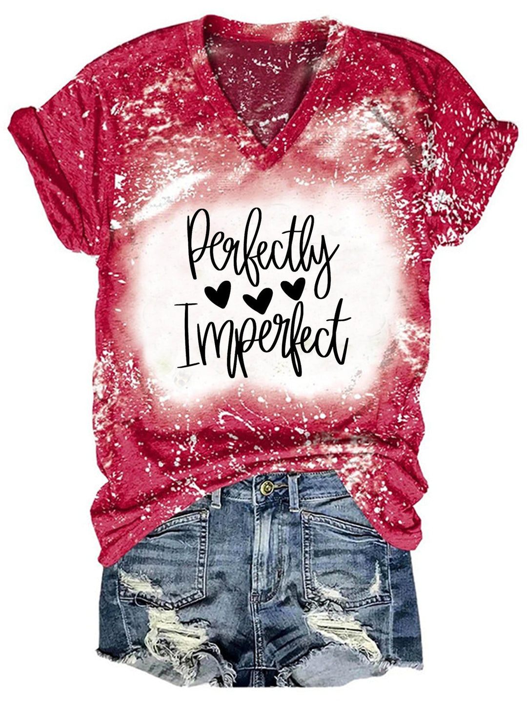 Perfectly Imperfect Casual Tie Dye V-Neck T-Shirt