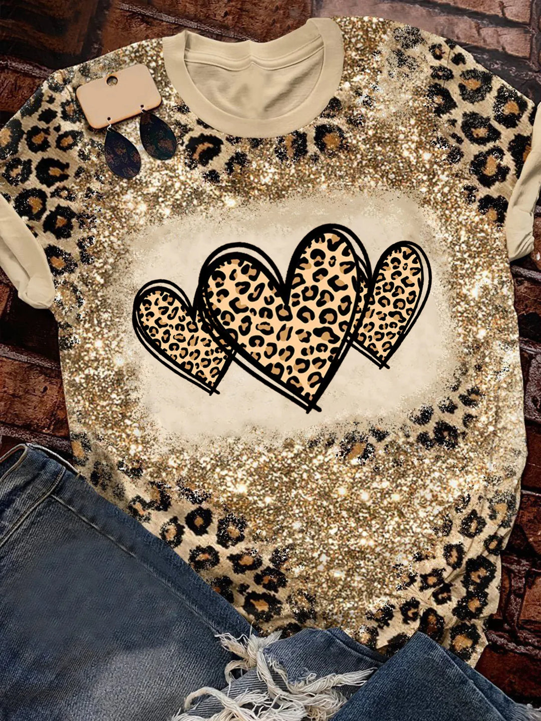 Leopard Heart Print T-Shirt