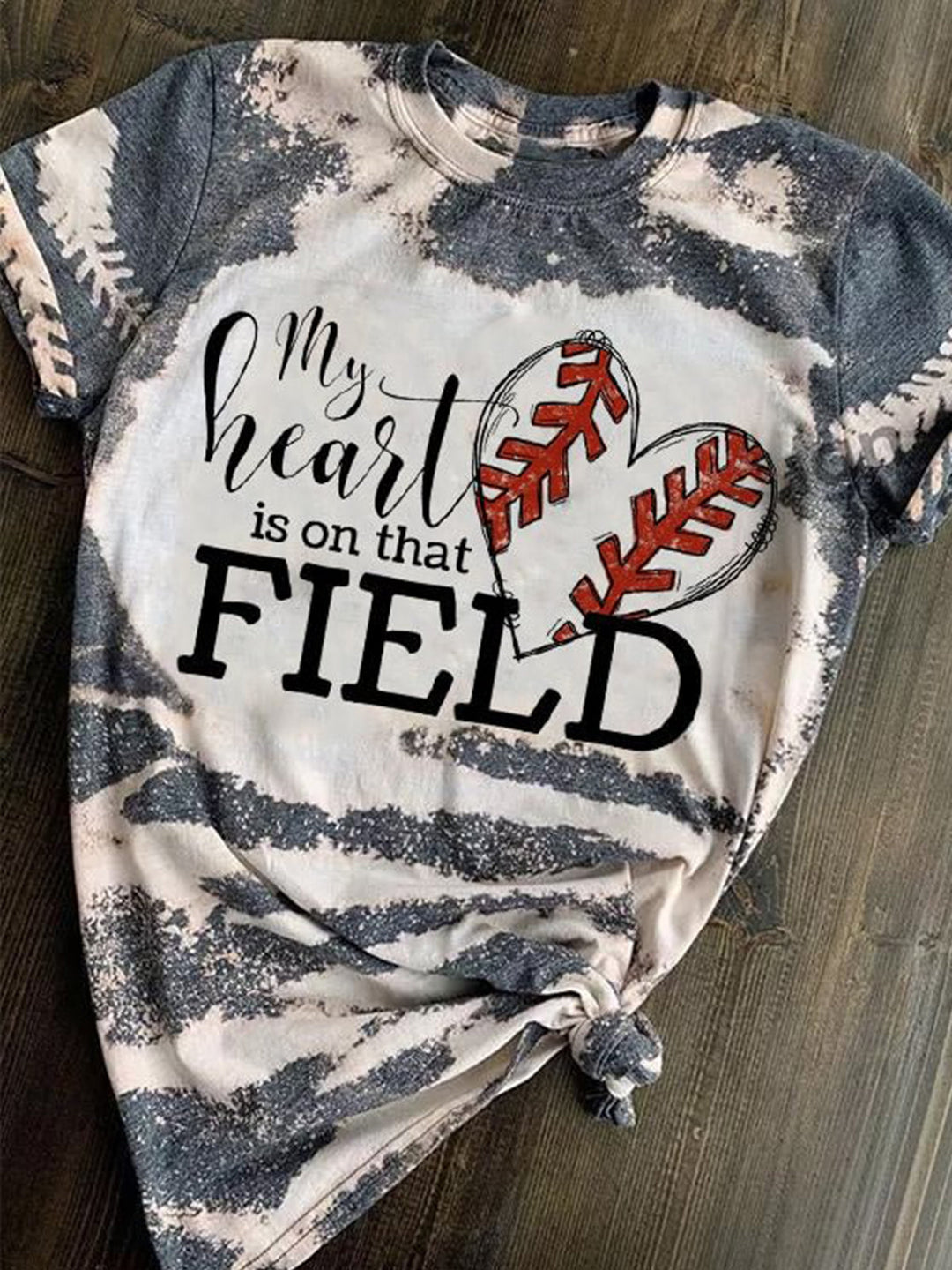 My Heart is on That Field Print Casual Top
