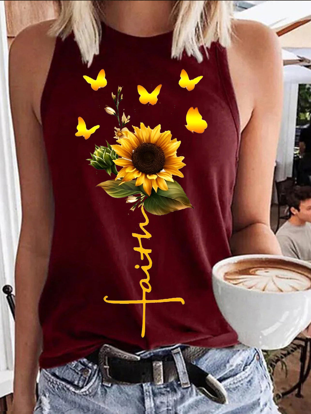 Women's Sunflower Faith Print Vest
