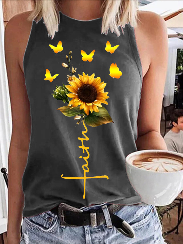Women's Sunflower Faith Print Vest