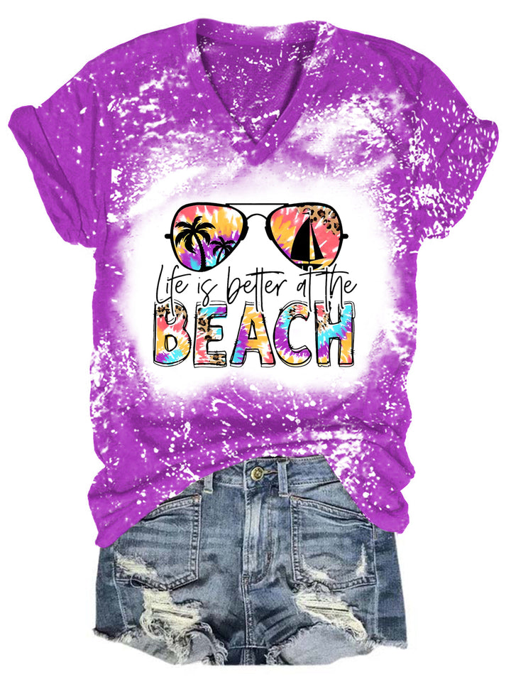 Lift Is Better At The Beach Bleaching V Neck T-shirt