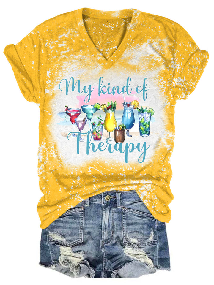 My Kind of Therapy Print V-Neck Tee