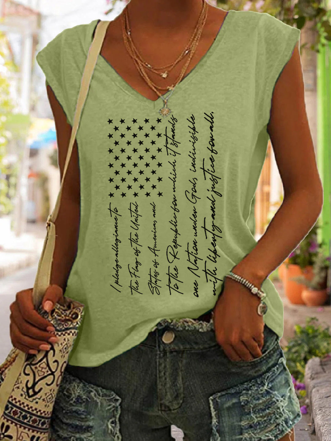 USA Flag With Pledge of Allegiance T-Shirt