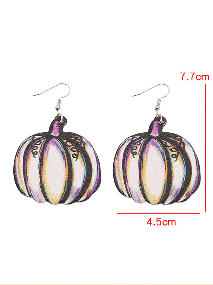 Fashion Double Sided Colorful Pumpkin Leather Earrings