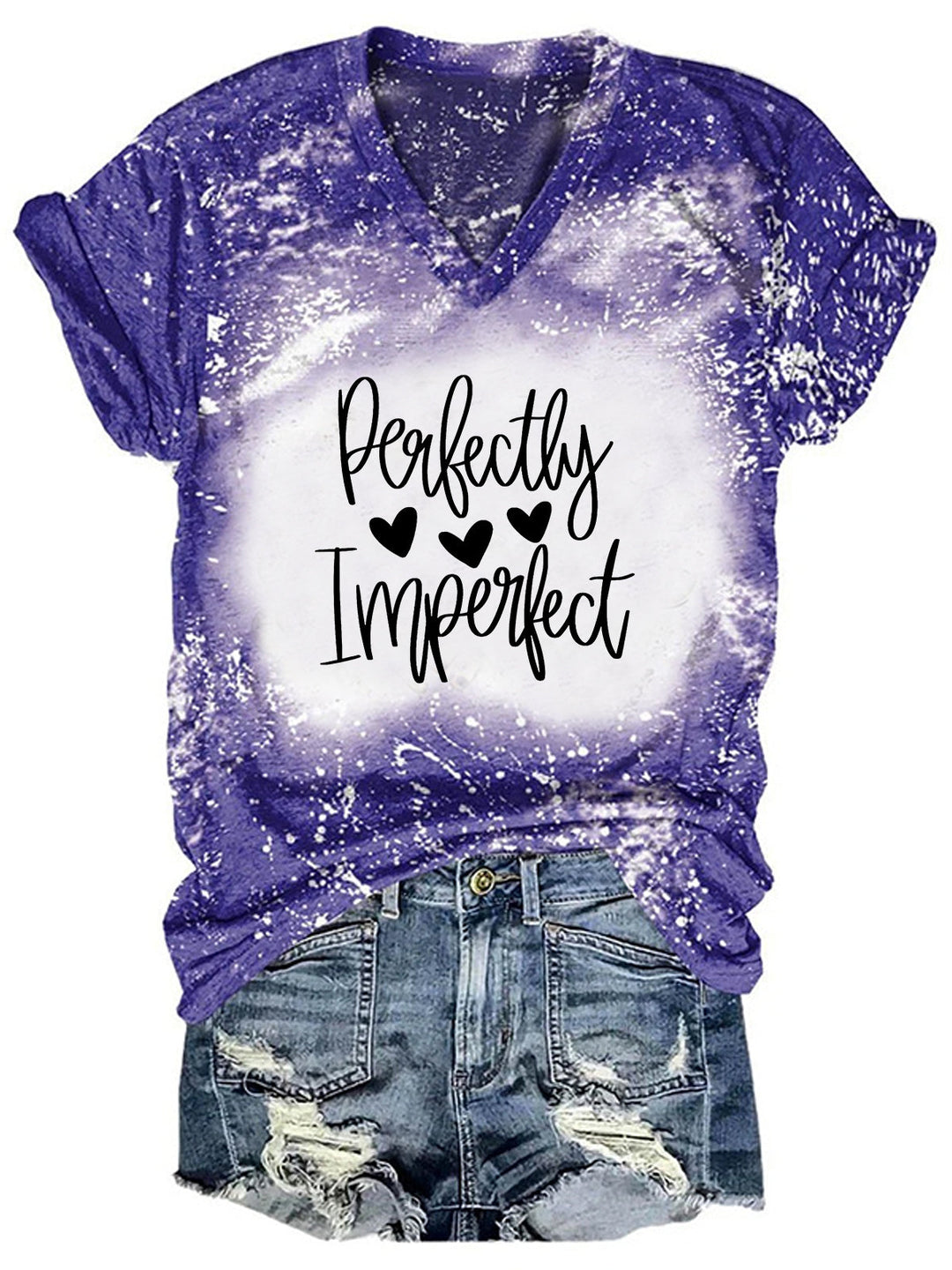Perfectly Imperfect Casual Tie Dye V-Neck T-Shirt