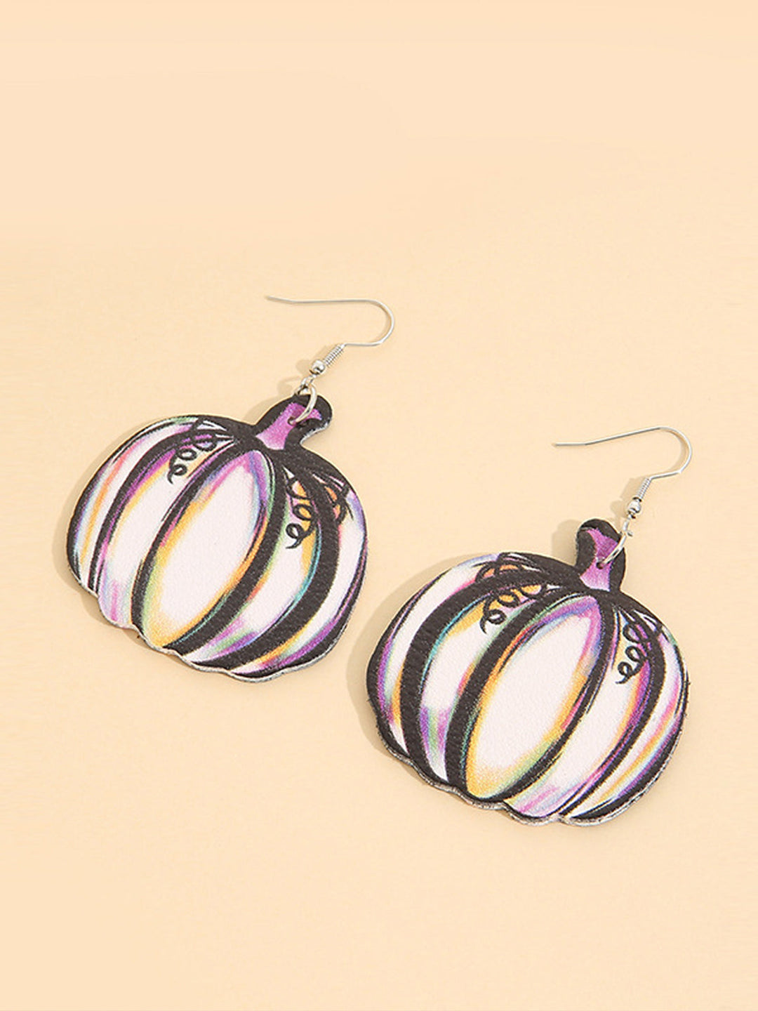 Fashion Double Sided Colorful Pumpkin Leather Earrings