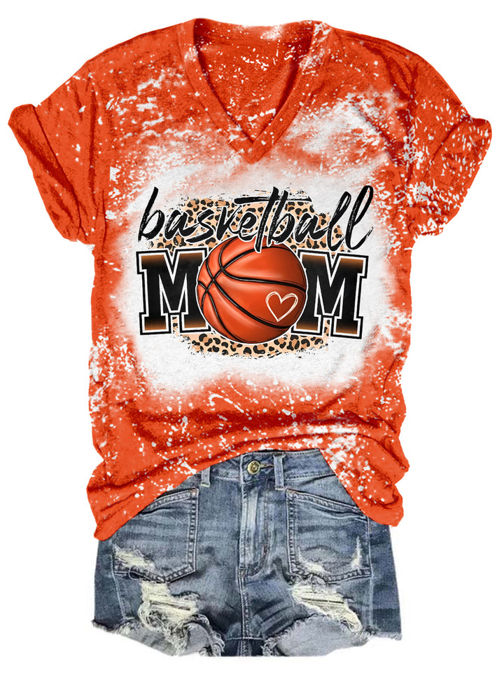 Basketball Mom Tie Dye V Neck T-shirt