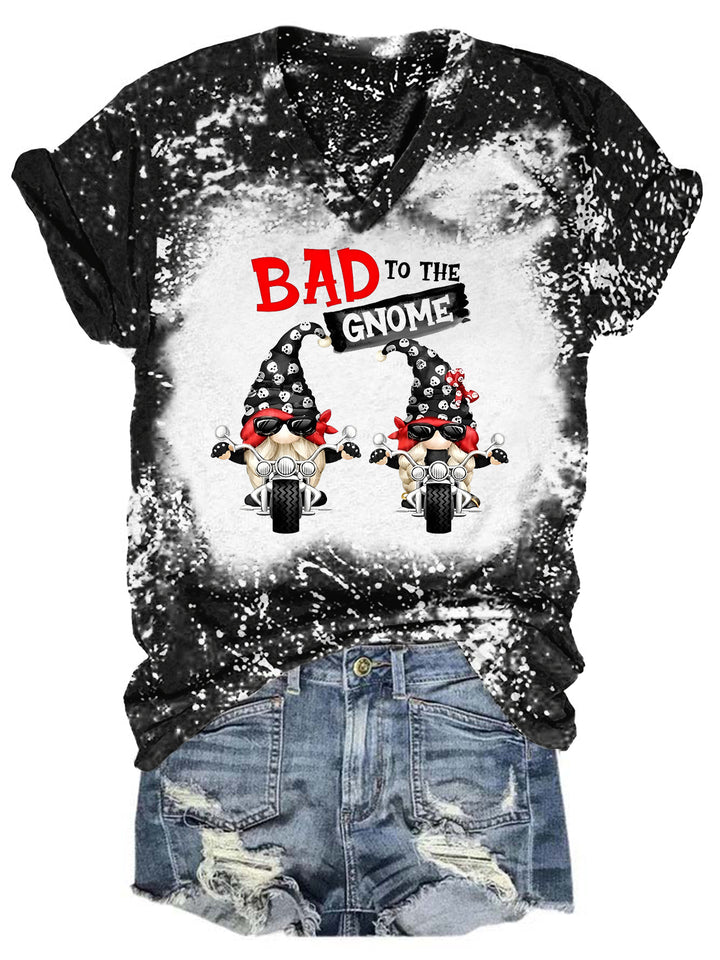 Bad To The Gnome Tie Dye V Neck T-shirt