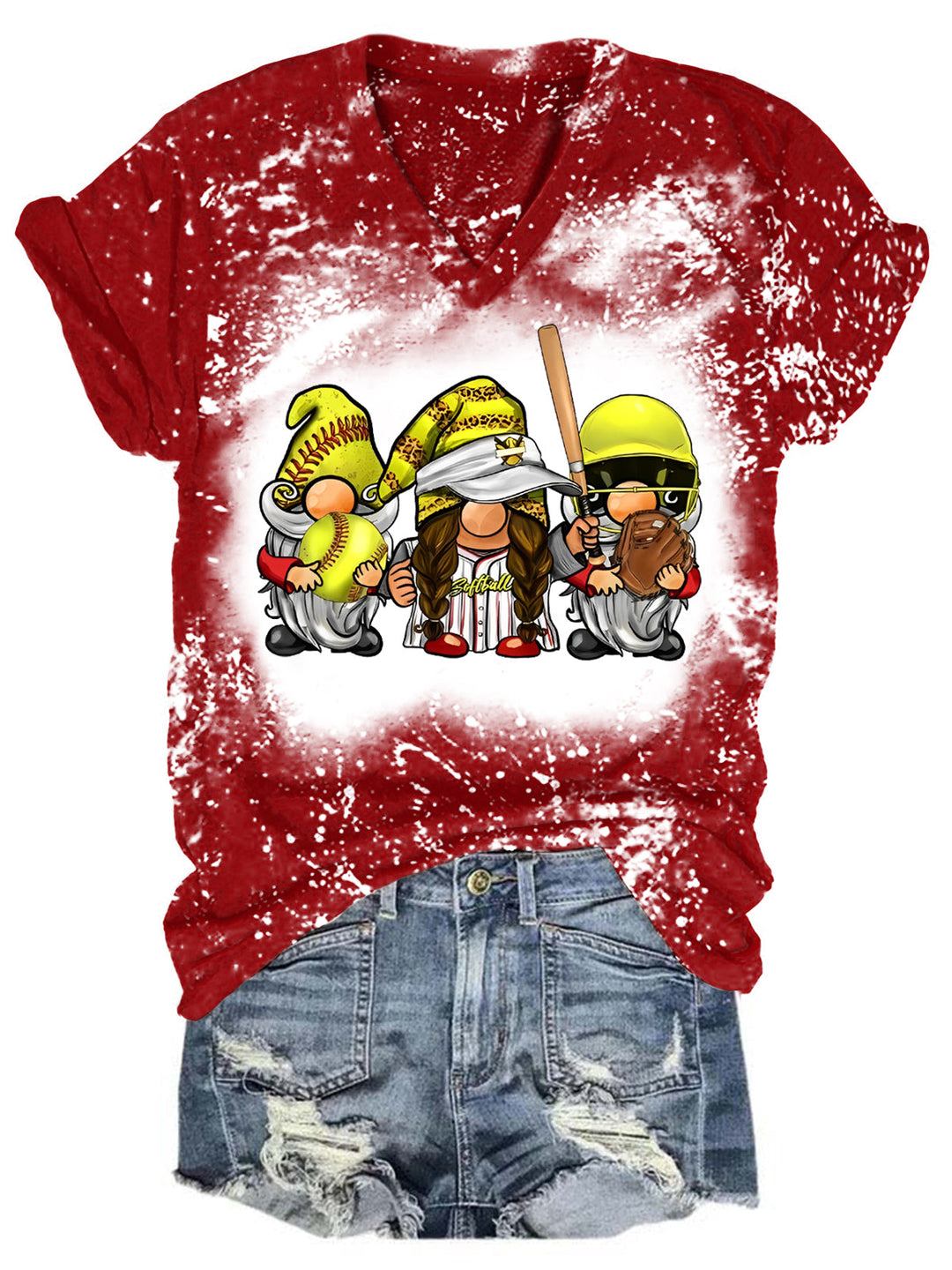 Baseball Gnomies Bleaching V Neck T-shirt