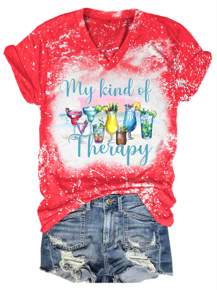 My Kind of Therapy Print V-Neck Tee