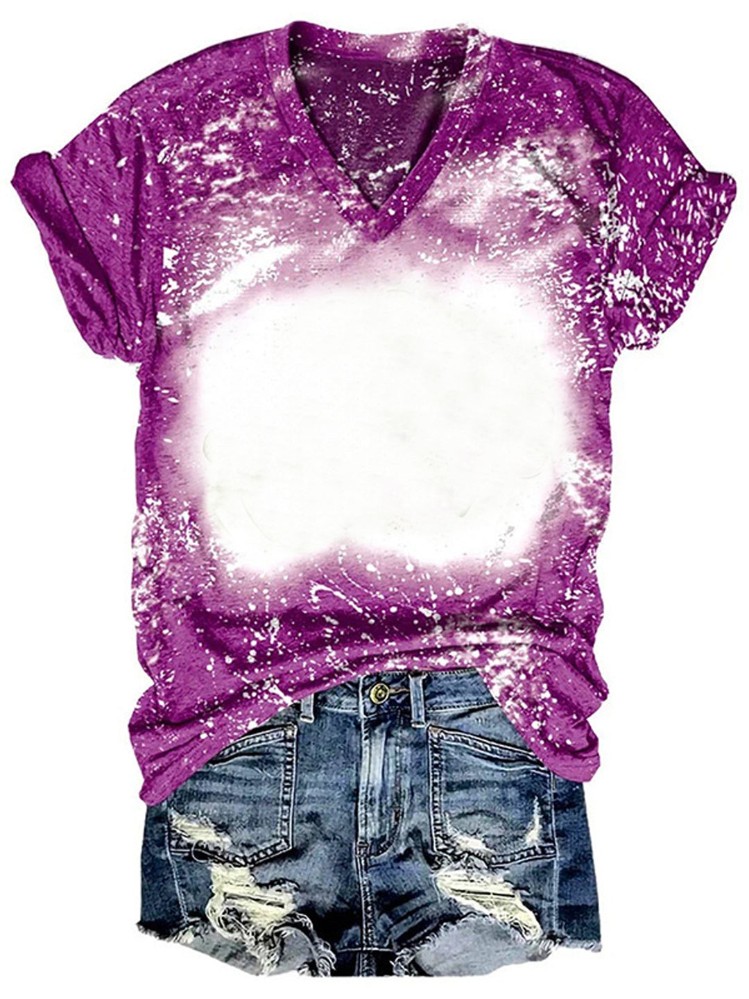 Do It Yourself Tie-dye Print V-neck T-shirt