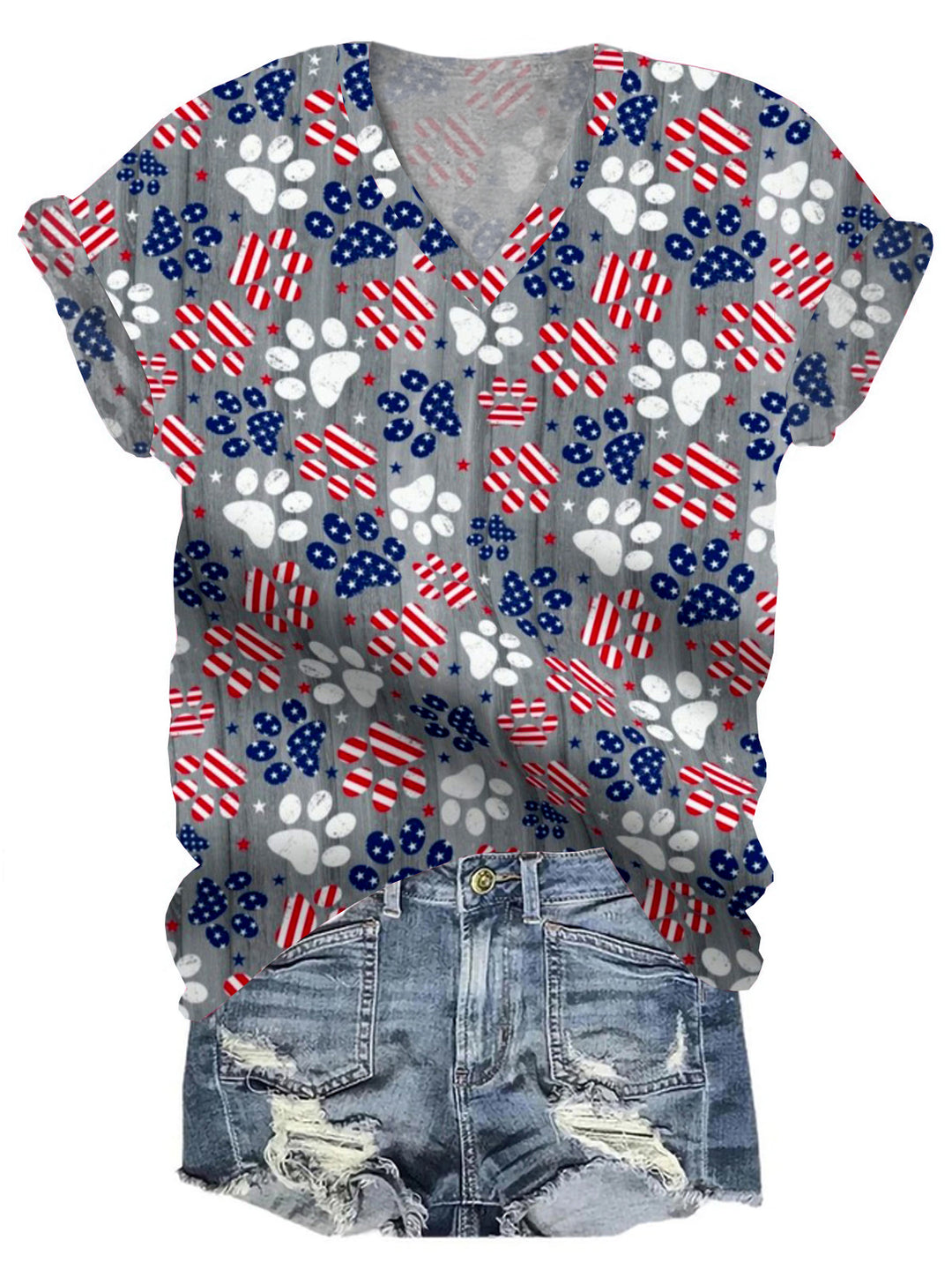 American Flag Dog Paw T-shirt