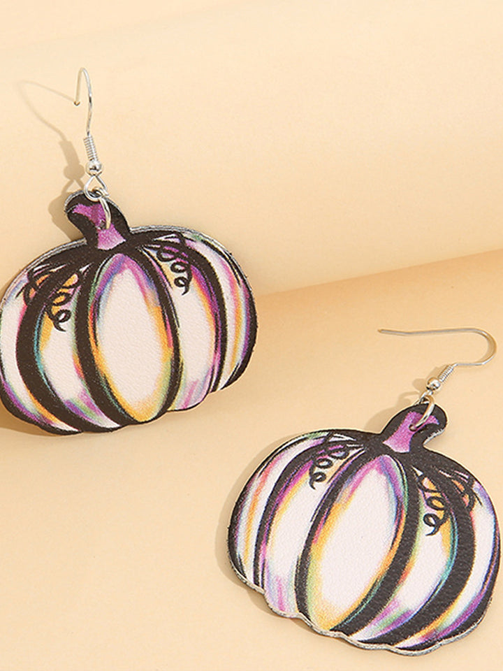 Fashion Double Sided Colorful Pumpkin Leather Earrings