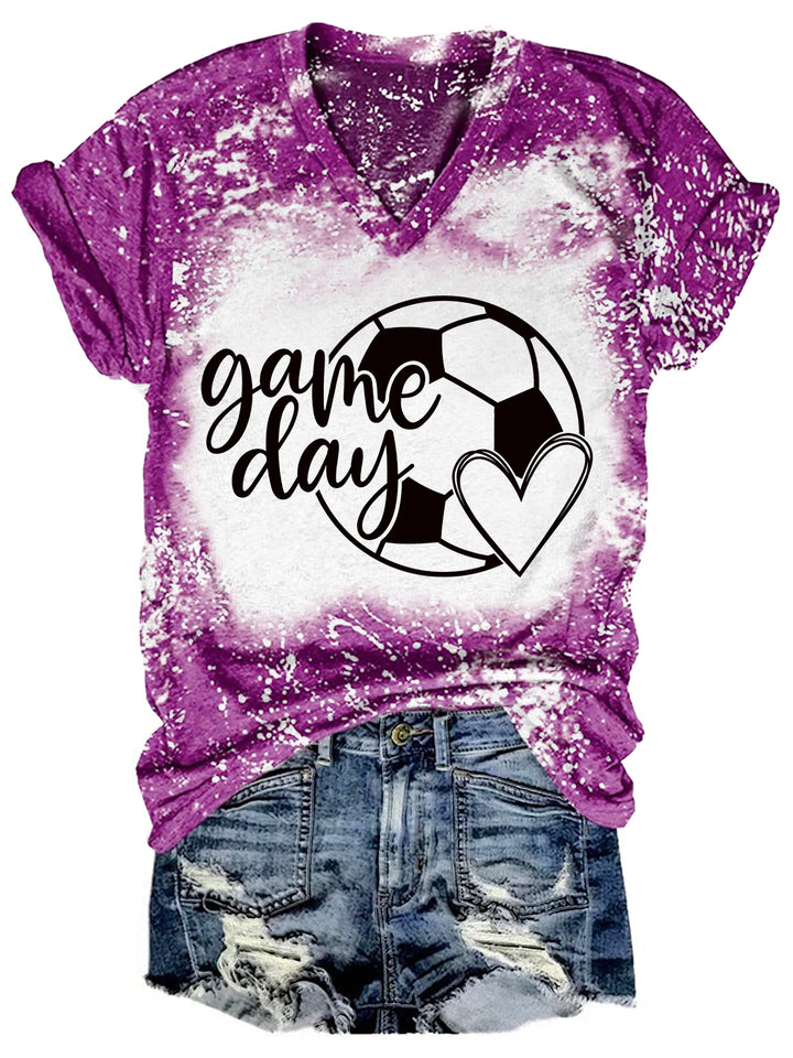 Game Day Soccer Tie Dye V Neck T-shirt