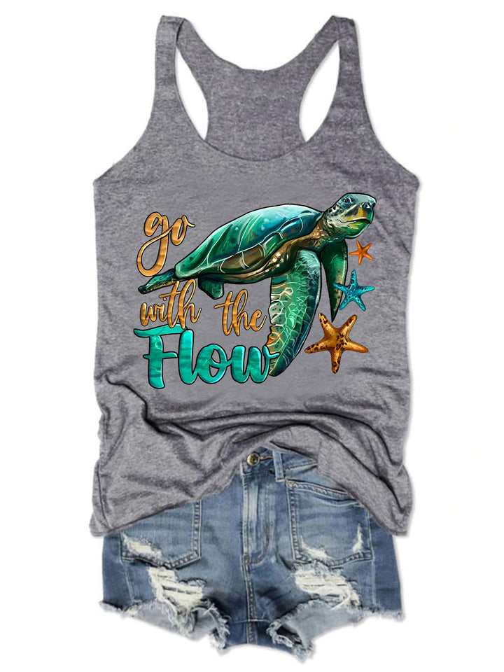 Go With Flow Turtle Print Tank Top