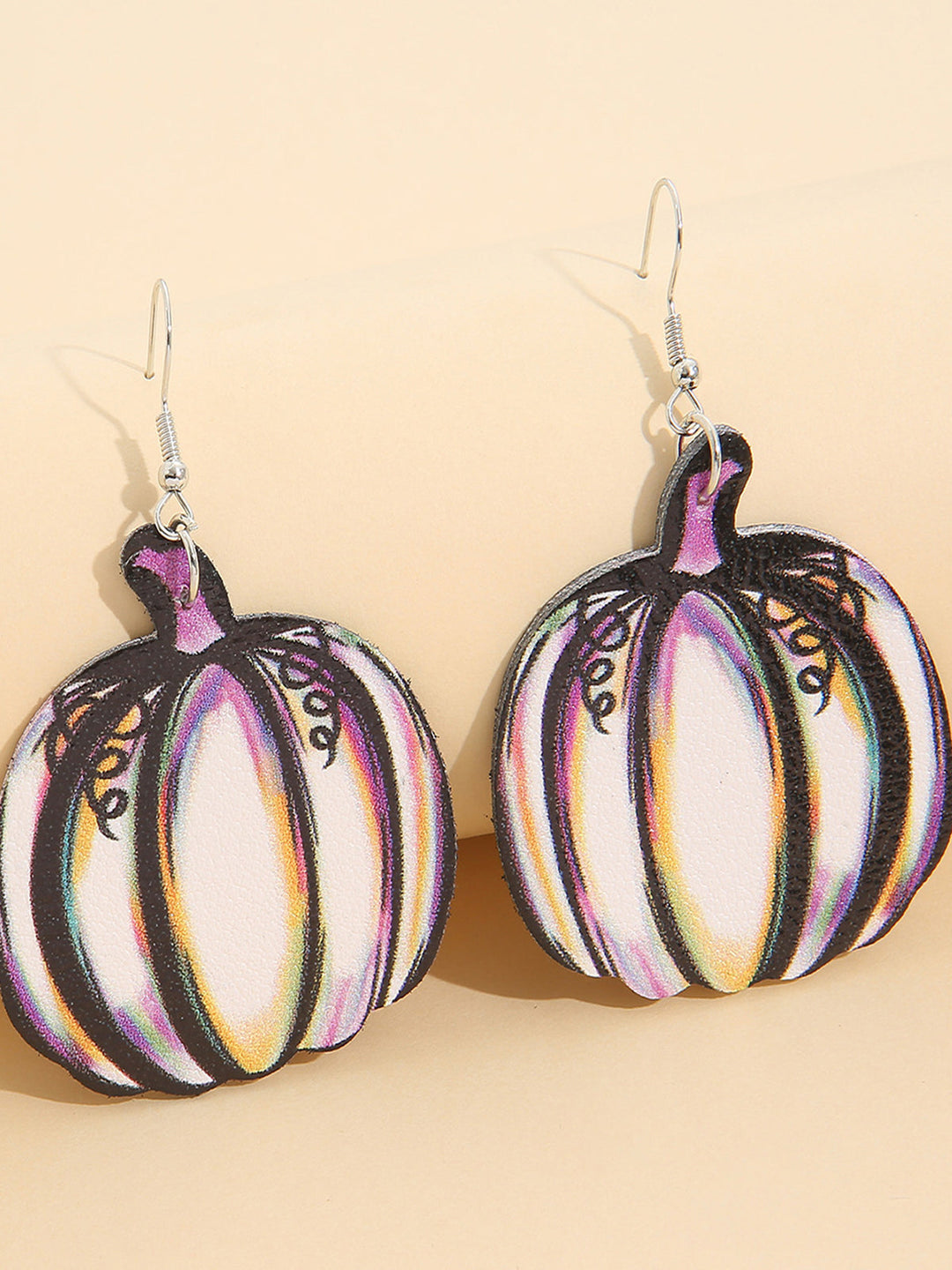 Fashion Double Sided Colorful Pumpkin Leather Earrings