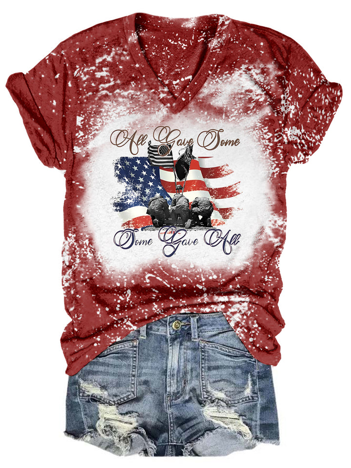 Some Gave All Tie Dye V Neck T-shirt