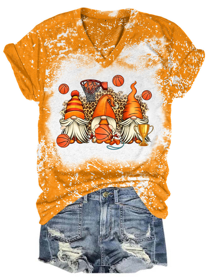 Basketball Gnomes Bleaching V Neck T-shirt