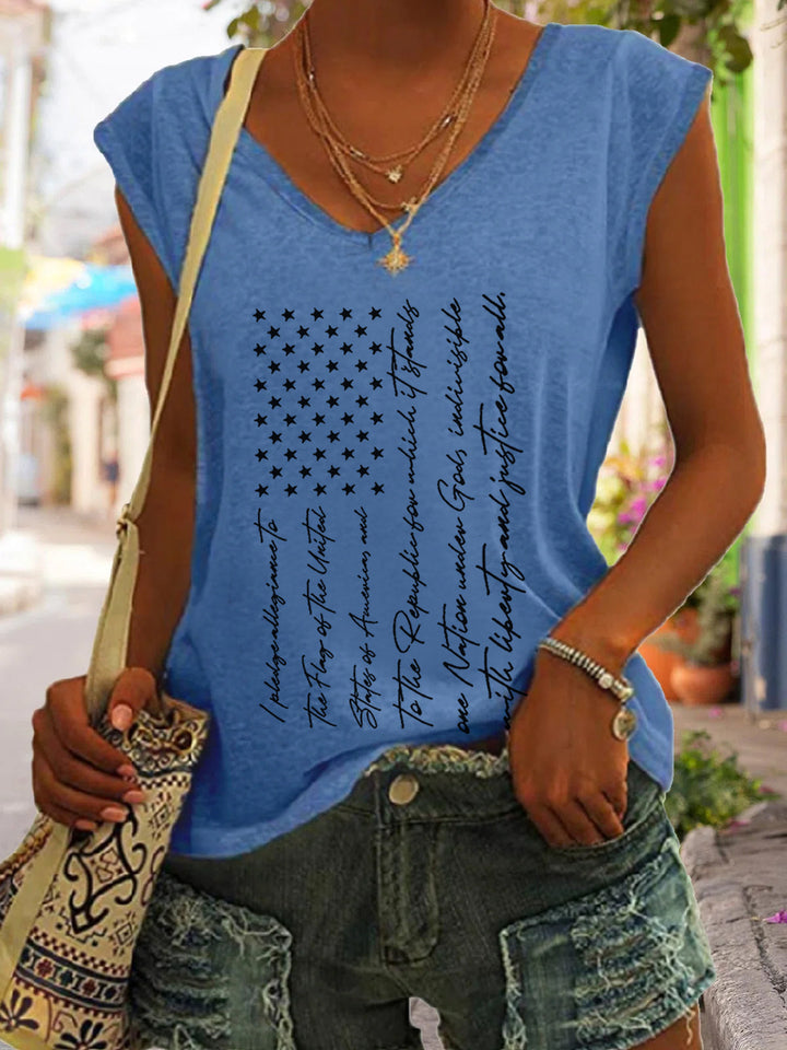 USA Flag With Pledge of Allegiance T-Shirt