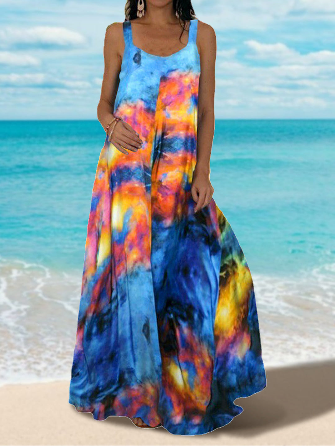 Women's Sleeveless Tie Dye Casual Dress