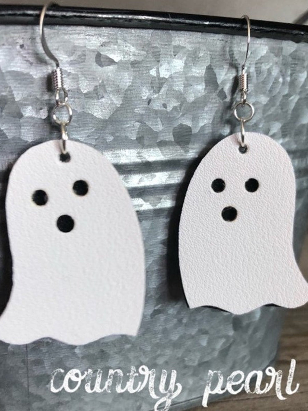 Halloween teardrop-shaped jack-o-lantern ghost skull print PU leather earrings