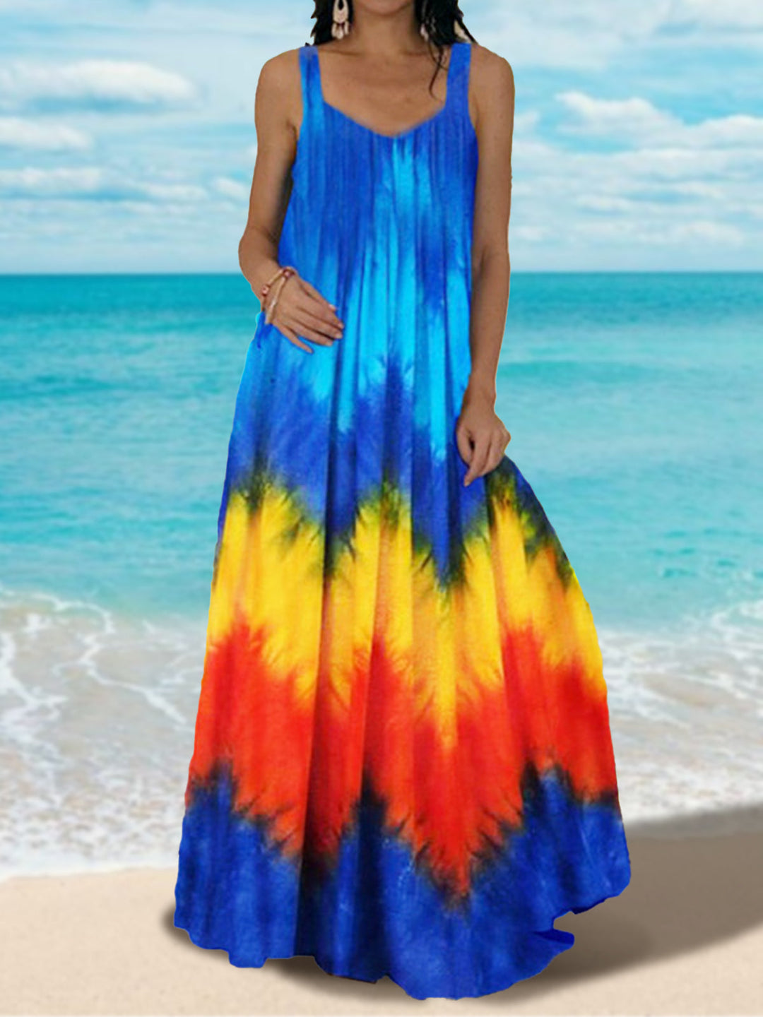 Women's Gradient Tie Dye Sleeveless Dress