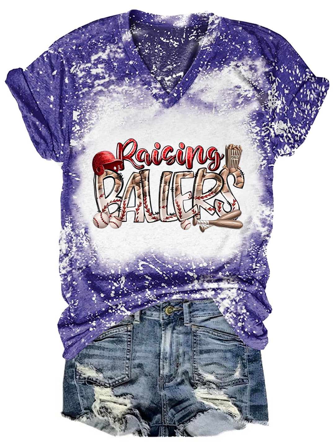 Raising Ballers Tie Dye V Neck T-shirt