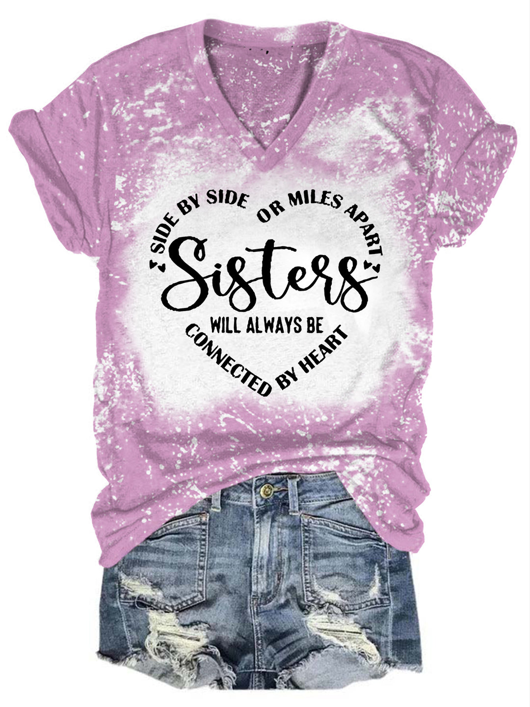 Sisters Will Always Be Connected By Heart T-shirt