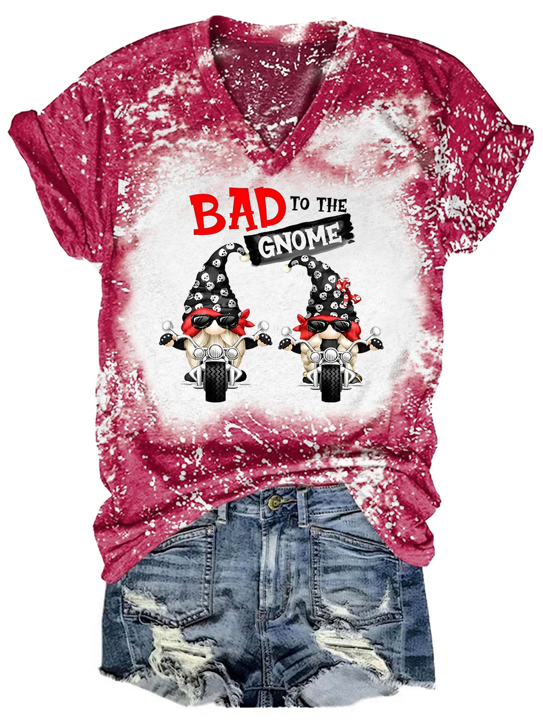 Bad To The Gnome Tie Dye V Neck T-shirt