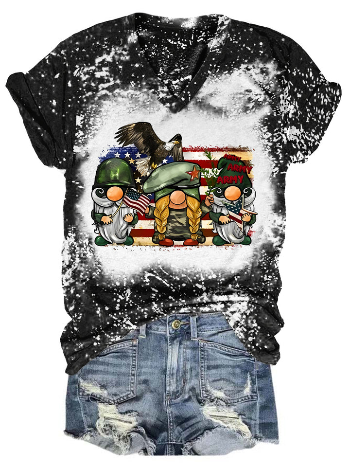 Military Gnomes Tie Dye V Neck T-shirt