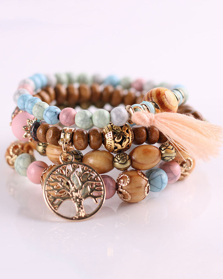 Tassel Wooden Bead Bracelet