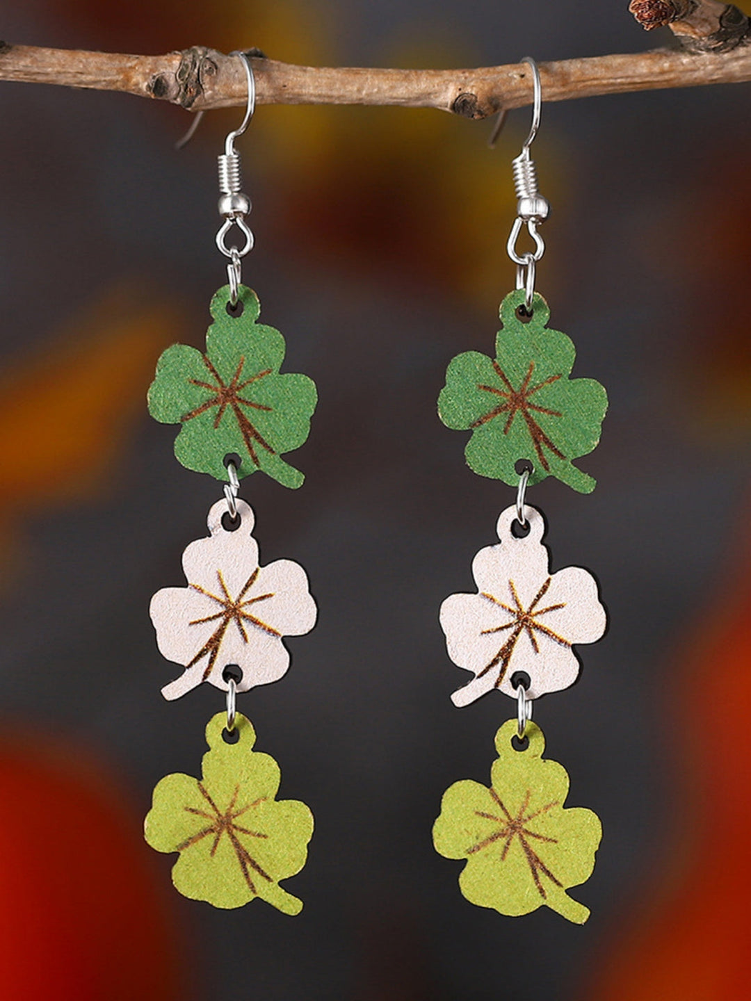 Shamrock St. Patrick’s Day Wooden Earrings