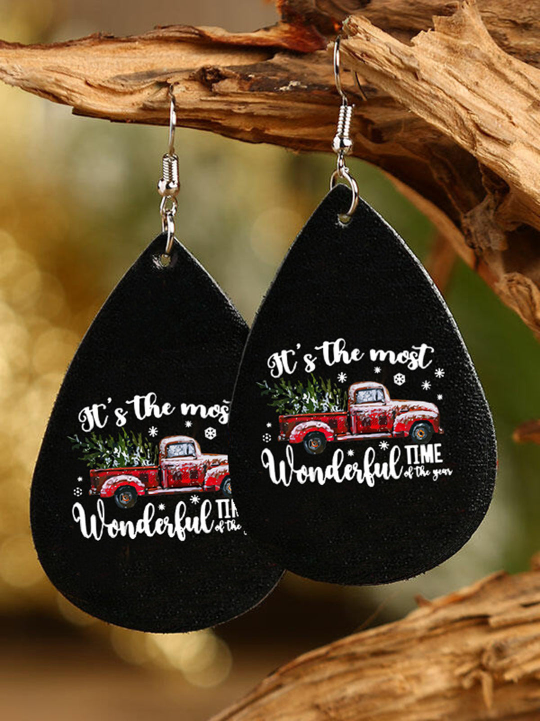 Christmas Truck Print Earrings