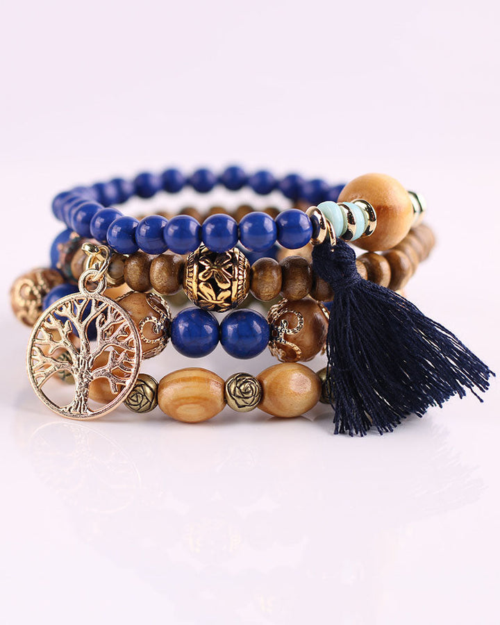 Tassel Wooden Bead Bracelet