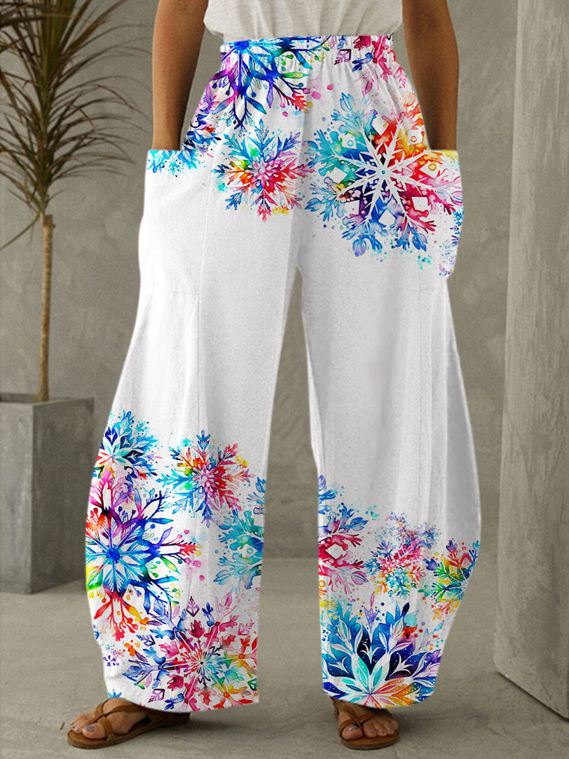 Women's Snowflakes  Print Casual Pants