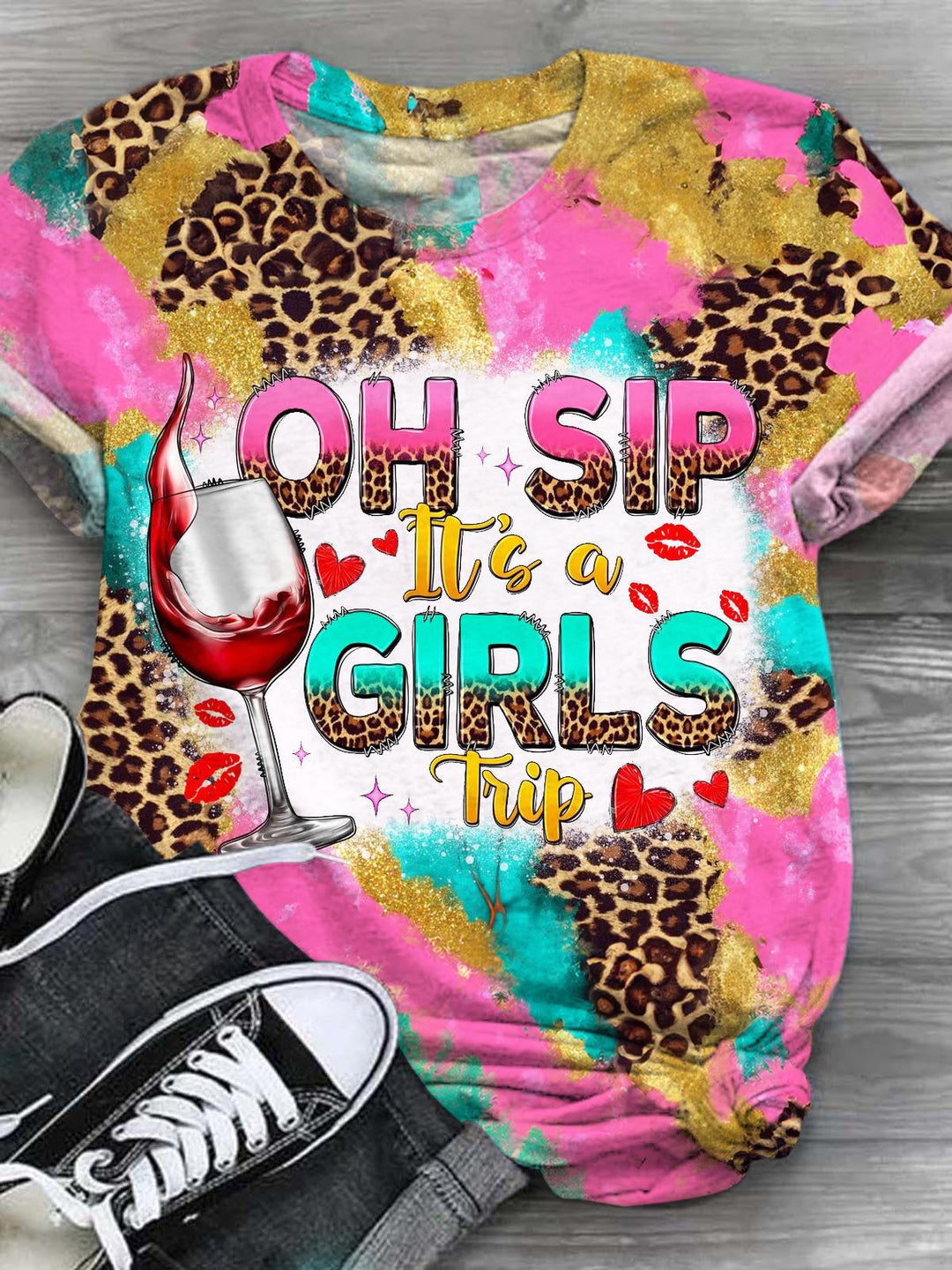 Oh Sip It's A Girls Trip Crew Neck T-shirt