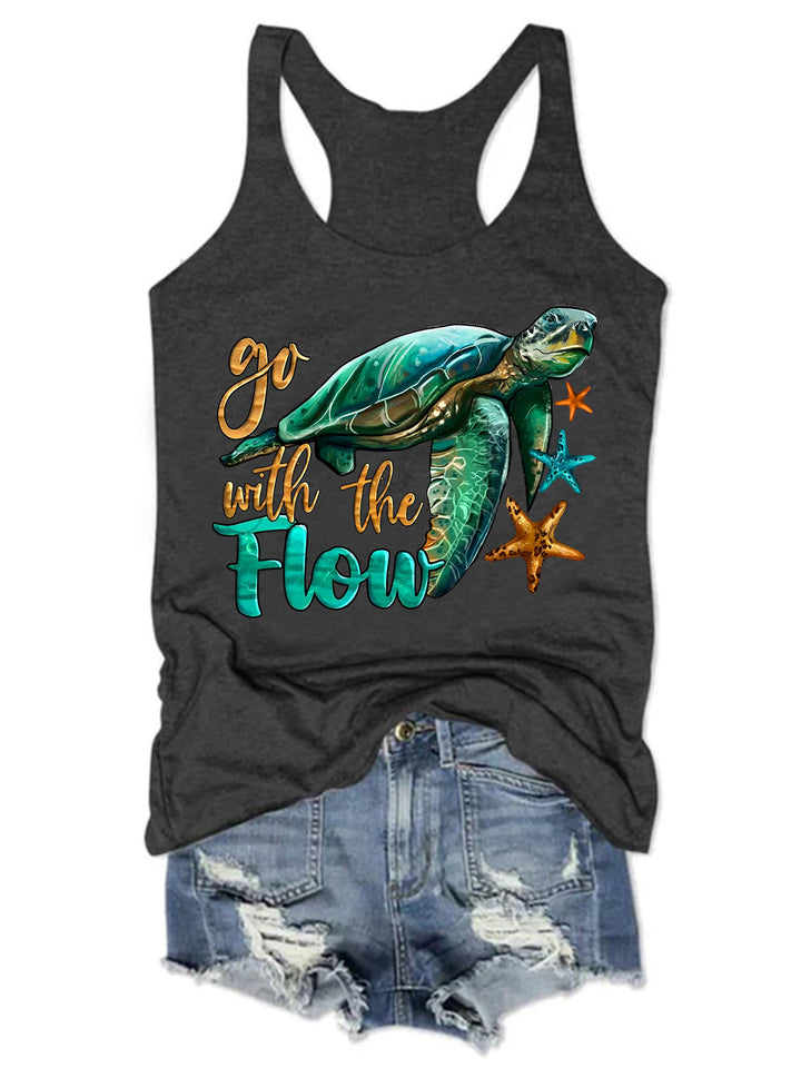 Go With Flow Turtle Print Tank Top