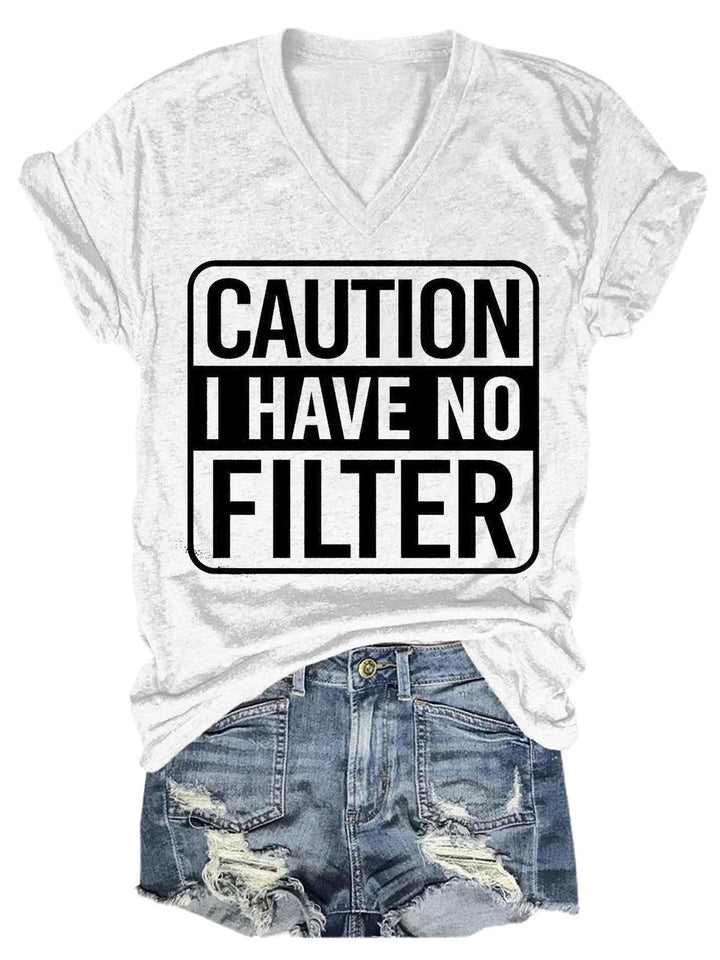 Women Caution I Have No Protection V-Neck T-Shirt