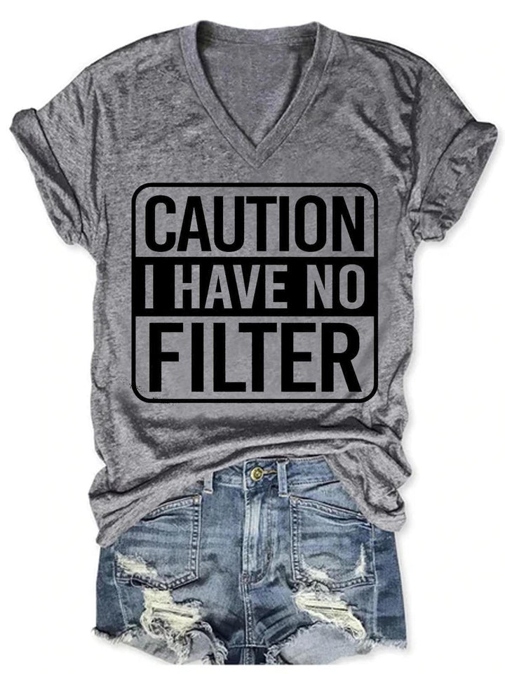 Women Caution I Have No Protection V-Neck T-Shirt